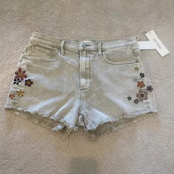 Driftwood Goldie Short - Taupe Boogie Nights Floral Stretch Denim, NWT size S - Picture 1 of 3